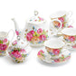 Stechcol Gracie Bone China Sandra's Rose with Butterflies Bone China 11-Piece Tea Set