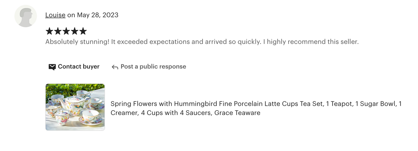 Spring Flowers with Hummingbird Fine Porcelain Latte Cups Tea Set