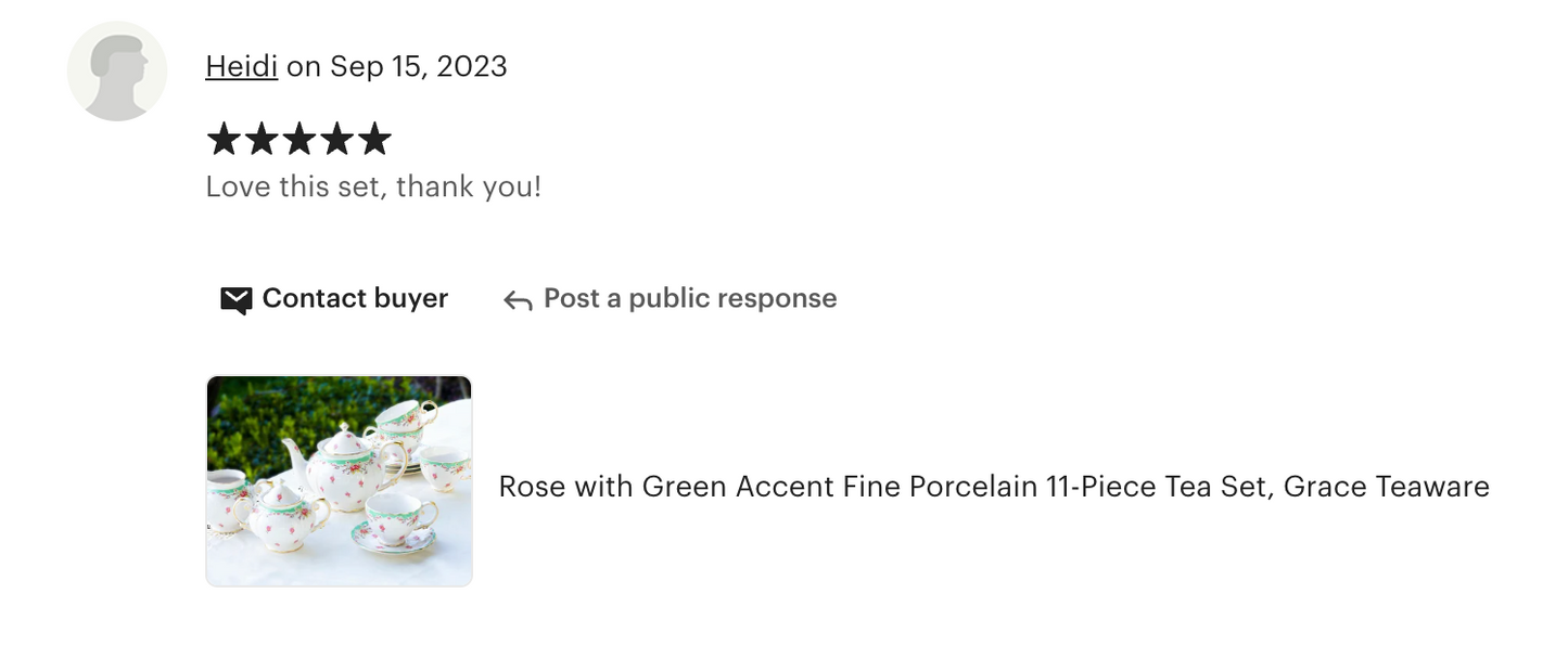 Rose with Green Accent Fine Porcelain 11-Piece Tea Set