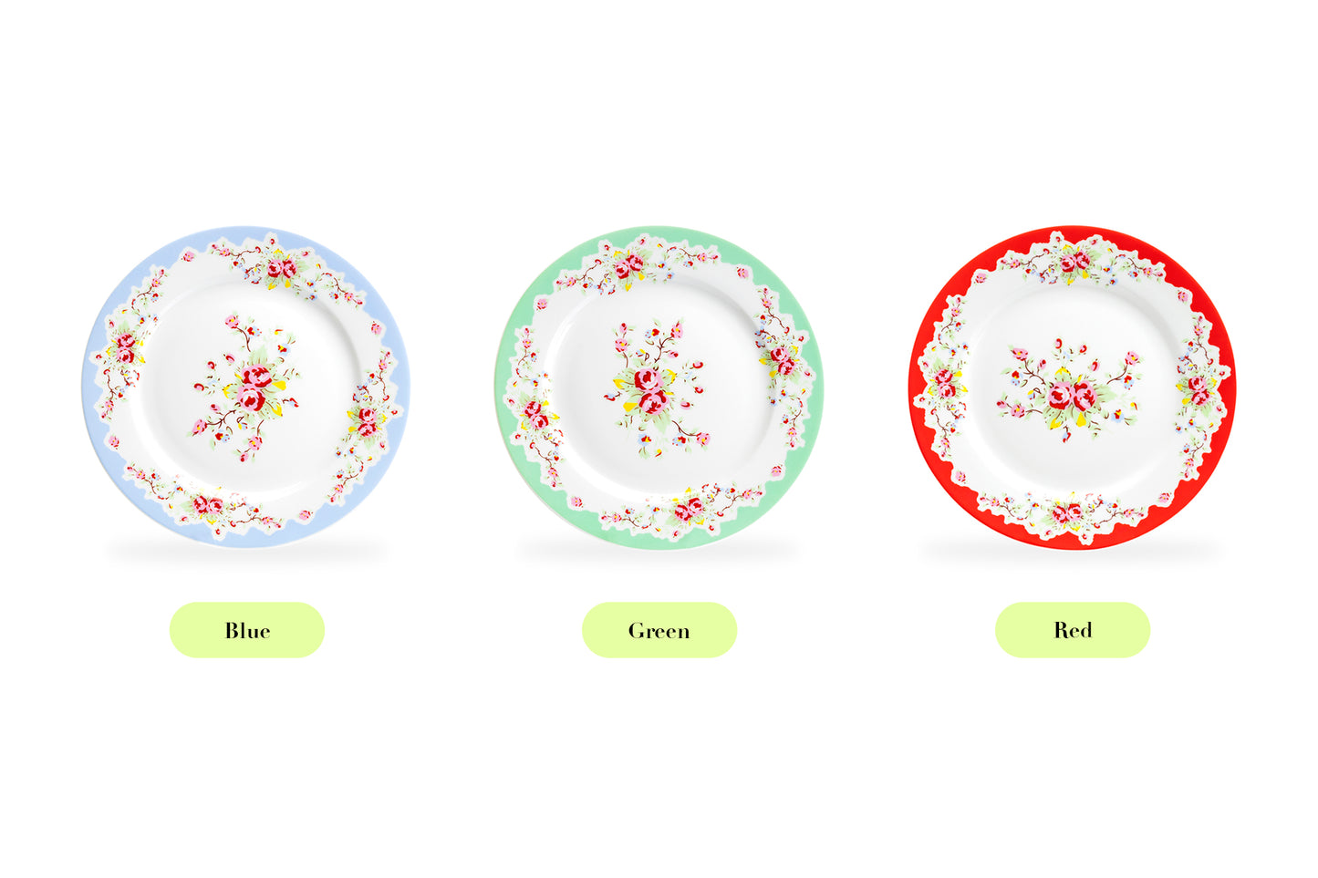 Rose with Red Accent Fine Porcelain Dessert Plate