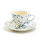 Blue Rose Toile Fine Porcelain Tea Cup and Saucer