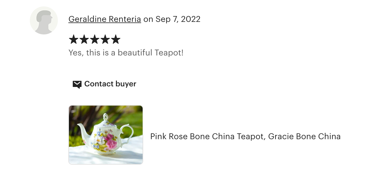 Grace's Rose Bone China Teapot