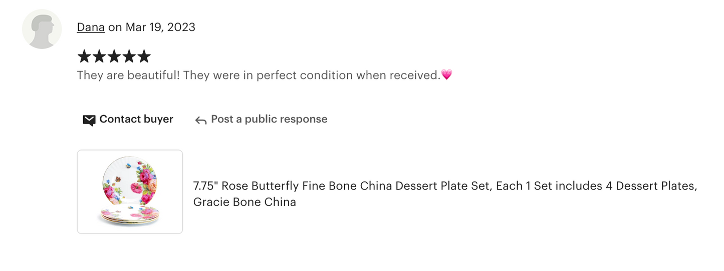 7.75" Sandra's Rose with Butterflies Bone China Dessert Plate