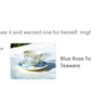 Blue Rose Toile Fine Porcelain Tea Cup and Saucer