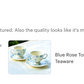 Blue Rose Toile Fine Porcelain Tea Cup and Saucer