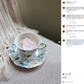 Blue Rose Toile Fine Porcelain Tea Cup and Saucer