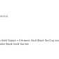 Black Gold Scallop Teapot + 4 Arsenic Skull Tea Cup and Saucer Sets