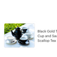 Black Gold Scallop Teapot + 4 Assorted Halloween Tea Cup and Saucer Sets - Arsenic Skull & Spider