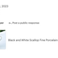 Black and White Scallop Fine Porcelain Teapot