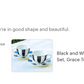 Black and White Scallop Fine Porcelain Tea Cup and Saucer