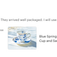 Blue Spring Flowers with Hummingbird Fine Porcelain Tea Cup and Saucer