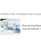 Blue Spring Flowers with Hummingbird Fine Porcelain Tea Cup and Saucer