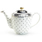 Grace Teaware Black Josephine Stripes and Dots Fine Porcelain Teapot