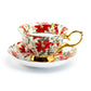Stechcol Gracie Bone China Poinsettia Chintz Gold Bone China Tea Cup and Saucer