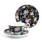 Stechol Gracie Bone China Petite Rose Black Bone China Cup and Saucer Set