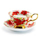 Stechcol Gracie Bone China Poinsettia Gold Bone China Tea Cup and Saucer