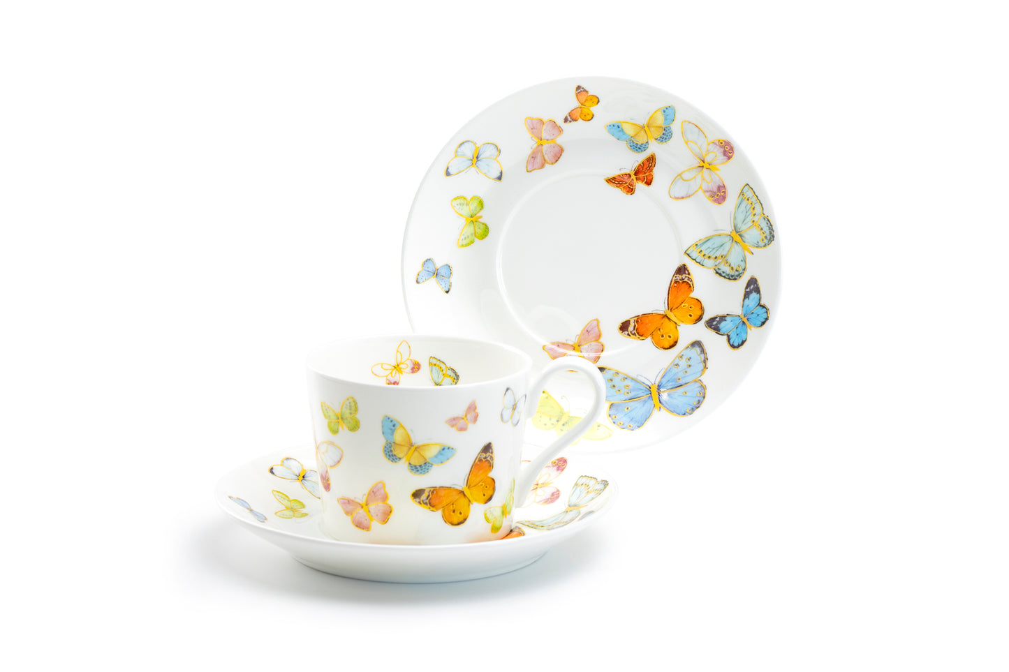 Stechcol Gracie Bone China Spring Butterfly Coffee Cup and Saucer Set