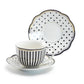Black Josephine Stripes and Dots Fine Porcelain Cup and Saucer Sets