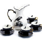 Potter's Studio Witches Brew Pitcher + 4 Raven Tea Cup and Saucer Sets