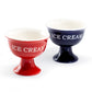 Terramoto Ceramic American Red / Navy Blue Footed Ice Cream Bowl