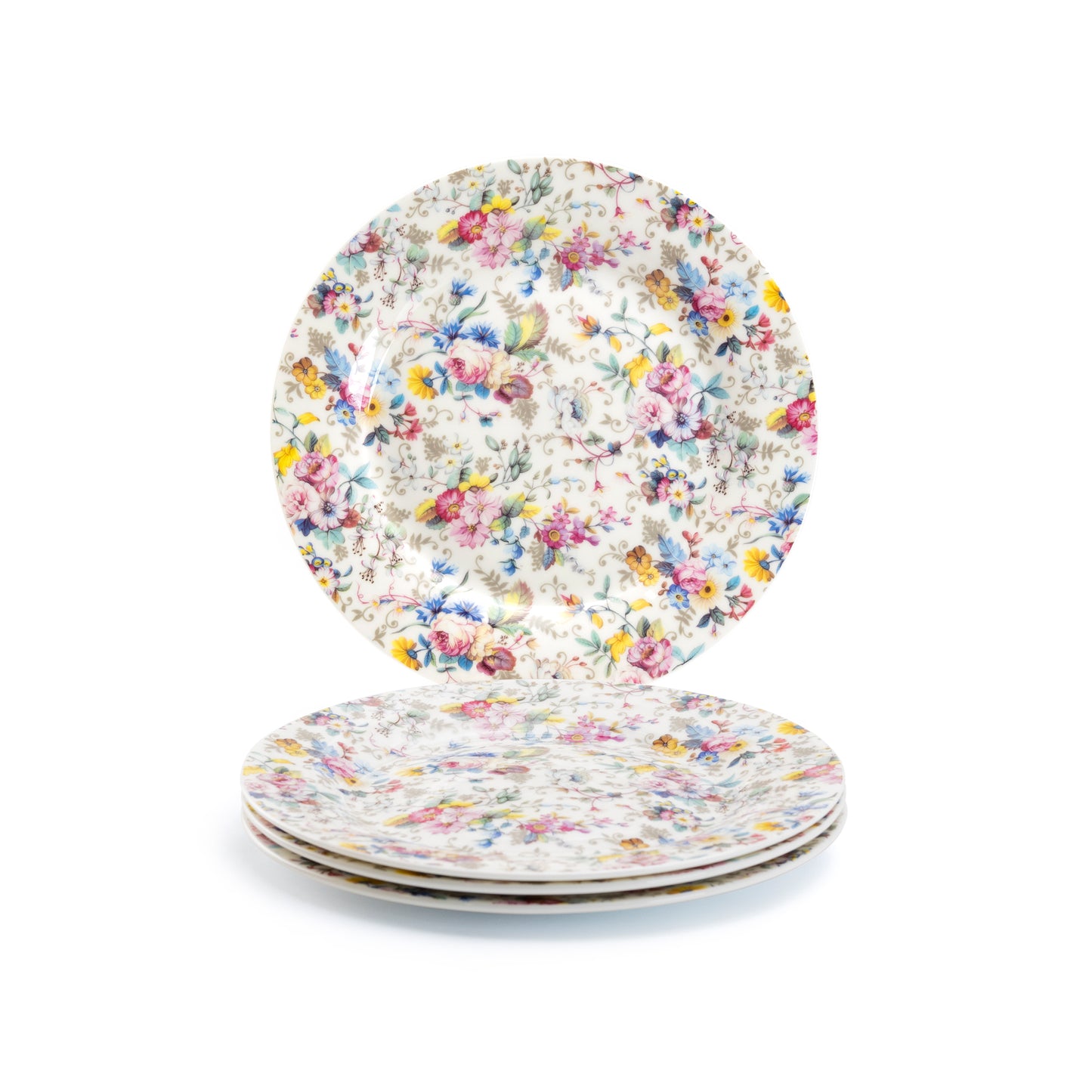 Stechcol Gracie Bone China 7.5" Petite Rose White Bone China Dessert Plate Set of 4