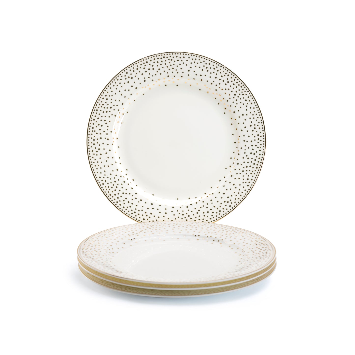 Stechcol Gracie Bone China 8.15" Gold Dots White Bone China Dessert Plate Set of 4