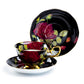 Stechcol Gracie Bone China Gold Black Stem Rose Bone China Tea Cup and Saucer Set