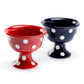 Terramoto Ceramic Polka Dots American Red / Navy Blue Footed Ice Cream Bowl