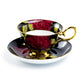 Stechcol Gracie Bone China Gold Black Stem Rose Bone China Tea Cup and Saucer