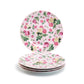 Grace Teaware 8" Pink Cottage Rose Chintz Dessert Plate Set of 4