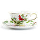 Grace Teaware Red Cardinal Fine Porcelain Tea Cup and Saucer