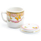 Grace Teaware Butterflies with Pink Ornament Fine Porcelain Mug Strainer Lid