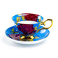 Stechcol Gracie Bone China Gold Blue Stem Rose Bone China Tea Cup and Saucer