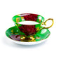 Stechcol Gracie Bone China Gold Green Stem Rose Bone China Tea Cup and Saucer