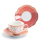 Red Josephine Stripes and Dots Fine Porcelain Cup and Saucer Sets