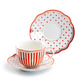 Red Josephine Stripes and Dots Fine Porcelain Cup and Saucer Sets