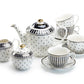 Grace Teaware Black Josephine Stripes and Dots Fine Porcelain Tea Set