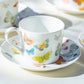Spring Butterfly Bone China Coffee Cup and Saucer