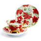 Stechcol Gracie Bone China Poinsettia Gold Bone China Tea Cup and Saucer Set
