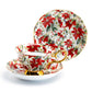 Stechcol Gracie Bone China Poinsettia Chintz Gold Bone China Tea Cup and Saucer Set