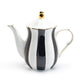 Grace Teaware Black and White Scallop Fine Porcelain Teapot