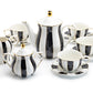 Grace Teaware Black and White Scallop Fine Porcelain Tea Set