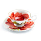 Stechcol Gracie Bone China Red Rose Gold Dots Bone China Tea Cup and Saucer