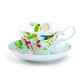 Stechcol Gracie Bone China Blue Jay Pink Rose Bone China Tea Cup and Saucer