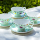 Stechcol Gracie Bone China Summer Meadow Mint Bone China Cup and Saucer Set of 4