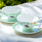 Stechcol Gracie Bone China Summer Meadow Mint Bone China Cup and Saucer Set of 2