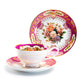Gracie Bone China Royal Magenta Gold Bone China Tea Cup and Saucer Set