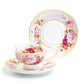 Stechcol Gracie Bone China Peony and Strawberry Pink Bone China Tea Cup and Saucer set