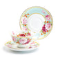 Stechcol Gracie Bone China Peony and Strawberry Mint Bone China Tea Cup and Saucer set