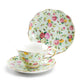 Blue Cottage Rose Chintz Fine Porcelain Tea Cup and Saucer